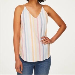 Loft Pastel Multicolor Vertical Stripe Shimmer Tank Top Shirt Size XL